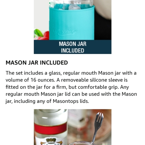 Masontops Cocktail Shaker Set – Glass Mason Jar Shaker–4PCw/ Metal swizzle stick - Picture 11 of 16